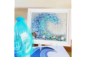 SEQGANTE Sea Glass Art Kit, 2024 New Sea Glass Art Kits for Adults, Sea Glass Art Photo Frame, DIY Resin Beach Art Kit, Resin Beach Art Kit for Home Decoration, Sea Glass Decor Arts Kits (Waves)