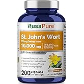 NusaPure St. John's Wort Extract 20:1 - Suitable for Vegetarian/Vegan, Non- GMO - 10,000mg - 200 Capsules