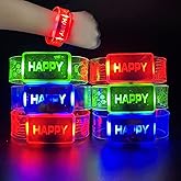 M.best 6pcs LED Light Up Bracelets, Glow in The Dark Flashing Wristbands Happy Bracelets Party Favors for Wedding,Sports,Festivals,Concerts,Party