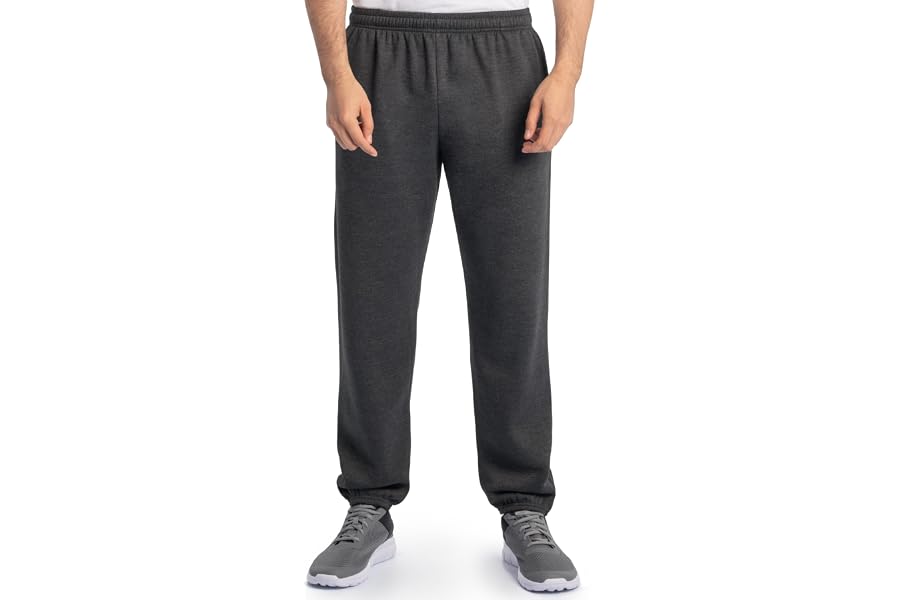 Fruit of the Loom Eversoft Fleece Elastic Bottom Sweatpants with Pockets, Relaxed Fit, Moisture Wicking, Breathable