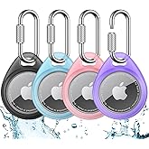 UNBREAKcable AirTag Holder for Apple - 4 Pack Air Tag Case [Professional Carabiner] [Waterproof] [Shockproof] TPU AirTag Keychain for Kids, Pets, Keys, Luggage, Backpacks