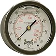Winters 2-1/2" Dial Size, Liquid Filled Industrial Pressure Gauge, Brass Internals, 304 Stainless Steel Case, Dual Scale 0-160 psi/kPa, 1.5% Acc, 1/4" NPT Back Mount, Glycerin Filled Pressure Gauge