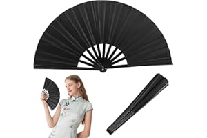 AUJ Boots on The Ground Fans Line Dance Popping Fan,Large Fold Fans,Decorative Folding Fans,Clap Fans for Line Dancing, Clack Handheld Large Folding Hand Rave Fan ﻿ (10in Black)