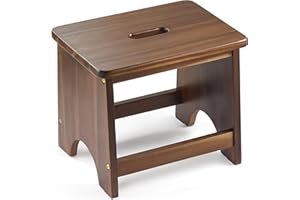 FANATU 13'' Wooden Step Stool, One Step Stool for Adults, Portable Heavy Duty Design with 550lbs Capacity, Nonslip & Durable Construction (Rich Walnut, 13in Height)