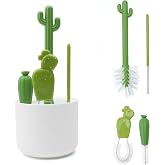 Cactus Bottle Brush Set, Full-Angle Straw Detail Brushes Cleaning Cleaner Washer Tool Kit with Stand Holder Multifunctional for Washing Baby Breast Pump Nipple Essentials Kitchen Decor Replacement