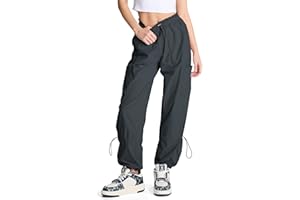Prettyleaf Womens 28"/31"/33" Lightweight Dance Studio Pants Parachute Cargo Pants Workout Athletic Gym Joggers Casual