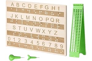 Braille Writing Kit, 4 Lines 28 Cells Braille Slate and Styluss Kit, Writing Label Maker Slate Brailles Fingerboard, Brailles