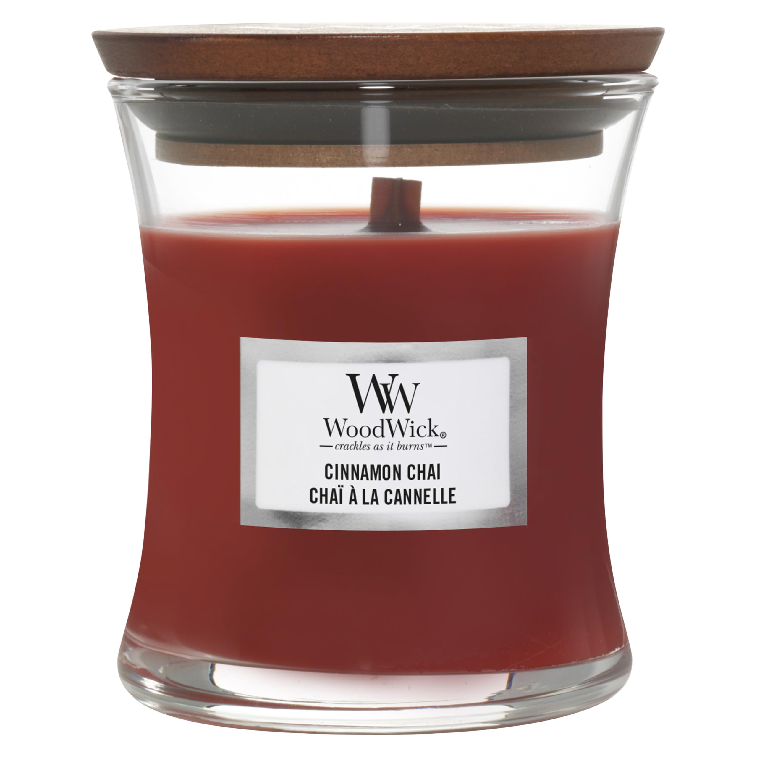 WoodWick Scented Candle with Crackling Wick | Cinnamon Chai Mini Hourglass Candle | Up to 20 Hours Burn Time | Perfect Gifts for Women