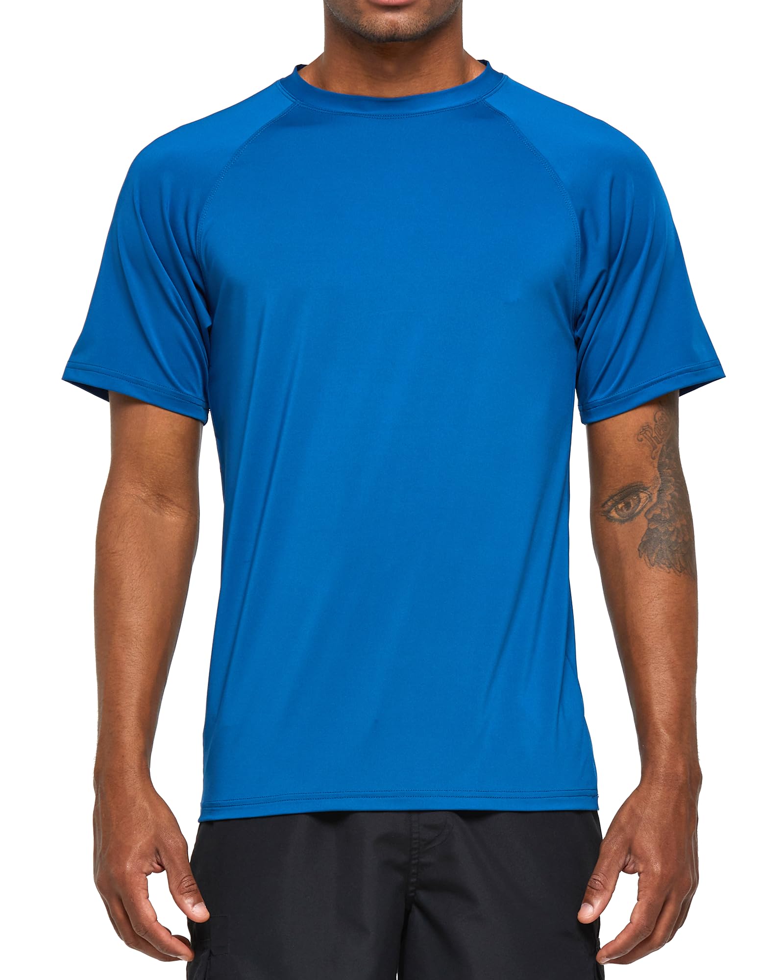 Arcweg Rashguard Men Short Sleeves Diving UV Protection UPF 50+ Elastic Rash Vest Loose Fit Top Swimming Quick Drying Surfing Pool T-Shirt Sports Top Rashie 3XL(EU) Blue