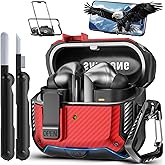 MCTOPZO with Phone Stand for Samsung Galaxy Buds3 FE (2025) / Buds3 Pro (2024) / Buds 3 Case (2024),with Secure Lock Clip & Cleaning kit Full Body Shockproof Carbon Fiber Protection Design