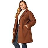 Agnes Orinda Women's Plus Size Coat Single Breasted Notched Lapel Elegant Long Winter Coats 2025
