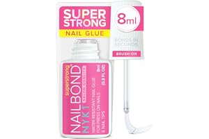 Super Strong Nail Glue for Press On Nails, Nail Tips & Acrylic Nails (8ml) NYK1 NailBond Brush On Glue for Press Ons, Tips & Acrylics - Long Lasting, Maximum Strength, Mess-Free Application