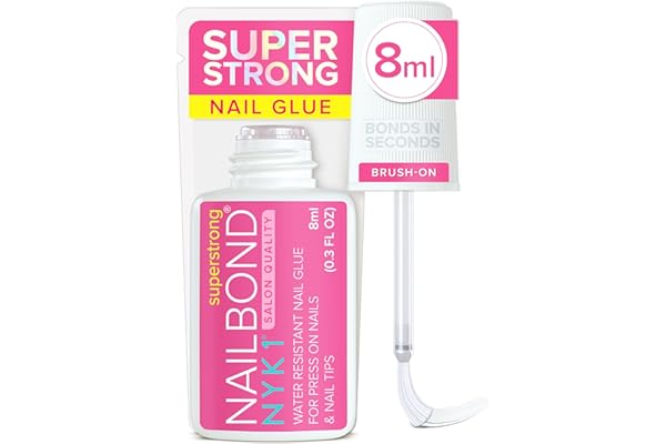 Super Strong Nail Glue for Press On Nails, Nail Tips & Acrylic Nails (8ml) NYK1 NailBond Brush On Glue for Press Ons, Tips & Acrylics - Long Lasting, Maximum Strength, Mess-Free Application | NailBond Brush On Nail Glue for Press Ons, Fake Nails & Acrylic Nails - Long Lasting, Max Strength, Mess-Free Application