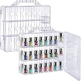 Foraineam 2 Pieces Double Side Universal Clear Nail Polish Organizer Box Nail Tools Holder Case for 48 Bottles with 8 Adjusta