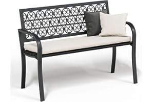 Big Lighting Deals Garden Bench, 660Lbs Heavy-Duty Porch Bench, Weatherproof Metal Outdoor Bench Suitable for Parks, Terraces, Porches, Gardens.