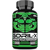 GORIL-X Testosterone Booster for Men - Workout Testosterone Supplement - Increase Size, Strength & Energy - 1000mg Male Enhancing Horny Goat Weed - Maca Root, Tongkat Ali & Tribulus Terrestris 60 Caps