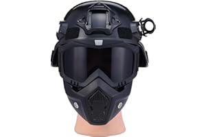 OQUQO Airsoft Tactical Helmet, Full Face Mask for Men, Paintball Helmet, NVG Mount and Side Rails, Adjustable Strap - Complete Tactical Gear for Cosplay and Movie Props