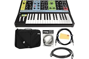 MOOG MUSIC INC. Moog Grandmother Semi-Modular Analog Synthesizer Bundle with Case, Patch Cables, Instrument and Midi Cable and Austin Bazaar Polishing Cloth