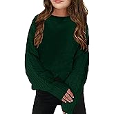 INFULEIMU Girls Sweaters Crewneck Long Sleeve Kids Sweater Fall Winter Chunky Knit Pullover Jumper 5-14