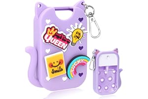 Mity rain Hand Sanitizer Spray Case Compatible With Touchland, Cute Silicone Hand Sanitizer Holder Keychain with 4 Charms, Portable Refillable Sanitizer Accessory, Gift For Women And Teens(Purple)