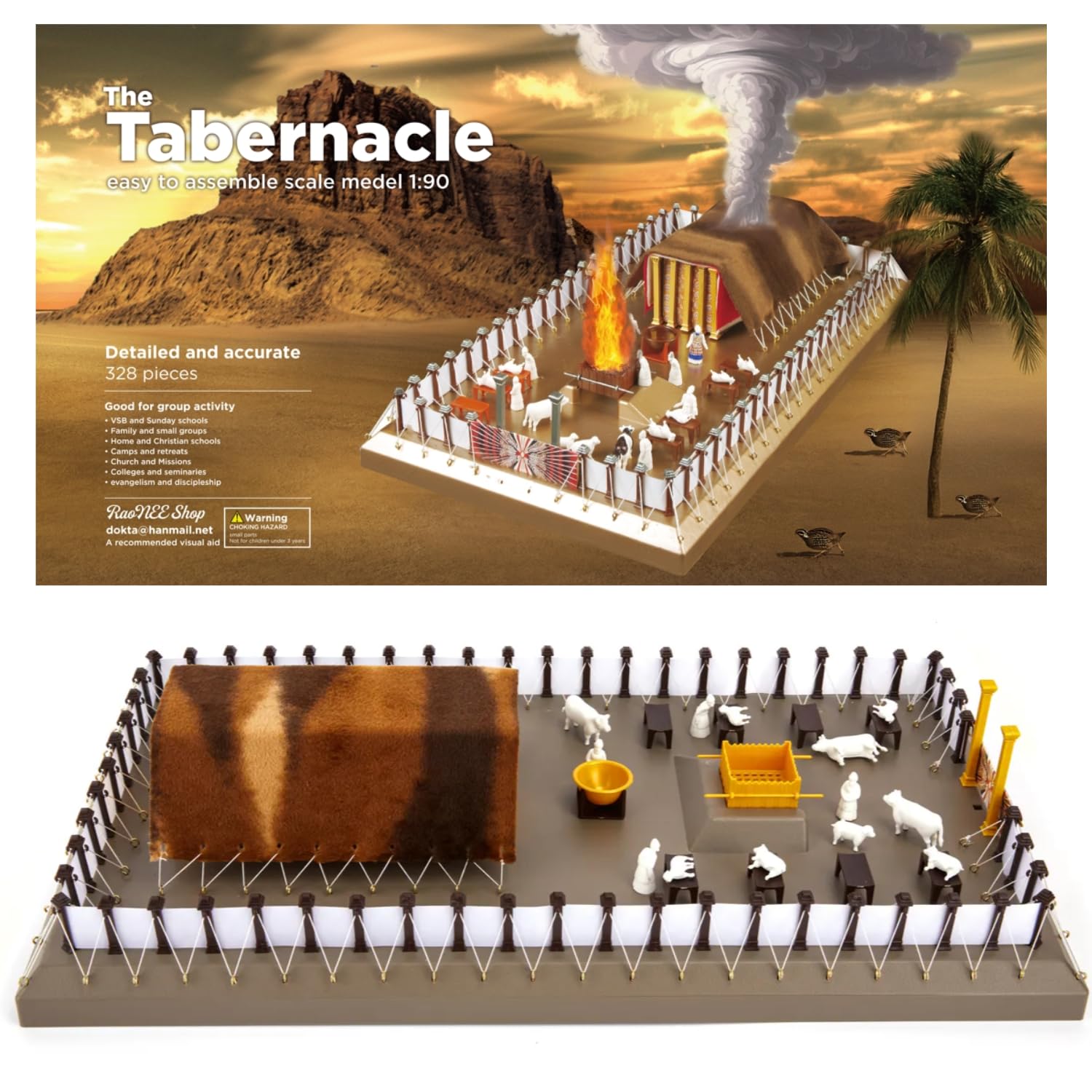 RaoNEE The Tabernacle Model Kit - Teaching and Learning Resource - Easy to Assemble Scale Model 1:90 - A Model of the Tabernacle Made by the God of Israel in the Old Testament by Command to Moses