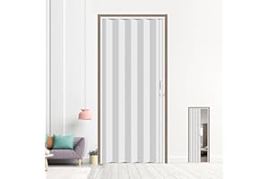 HARDJULAN 36X79in Interior Folding Accordion Doors for Living Spaces,White PVC,Handle Latch Includes,White