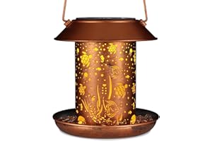 DOORKEER Solar Bird Feeder for Outdoors Sea Turtle Solar Lanterns Metal Waterproof Outside Wild Bird Feeders Birthday Gifts for Women Mom Grandma Outdoor Hanging Garden Decor Lights for Yard, Patio, Landscape