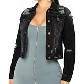 BessCops Denim Jacket for Women Fall Long Sleeve Classic Distressed Butterfly Jean Trucker Jackets
