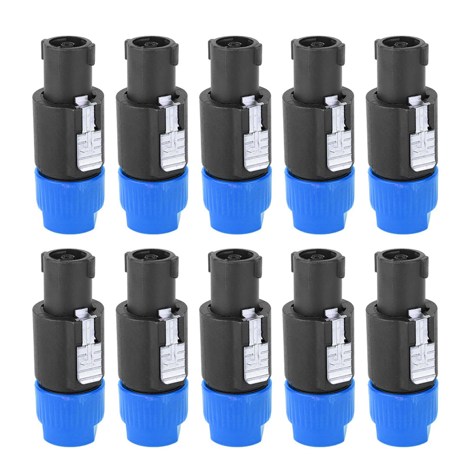 Yosoo Health Gear 10PCS C NL4FC plugs, 4 Pole Speakon Connector, Waterproof Audio Speaker Connectors, NL4FC Speaker Male to 1/4" TS Female Audio Converter for 6~15mm Cables (Blue)