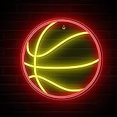 Lumoonosity Basketball Neon Sign - Basketball Lights for Bedroom, Game Room, Wall, Basketball Room Decor - Cool Basketball Neon Light for Fans - Hanging Sports Led Signs with Red&Yellow