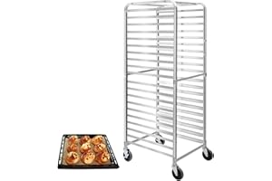 SADOUP Bun Pan Rack, Bakery Rack 20 Tier with Wheels, Aluminum Sheet Pan Rack for Full & Half Sheet - Kitchen, Restaurant, Cafeteria, Pizzeria, Hotel and Home, 26" L x 20.4" W x 70" H