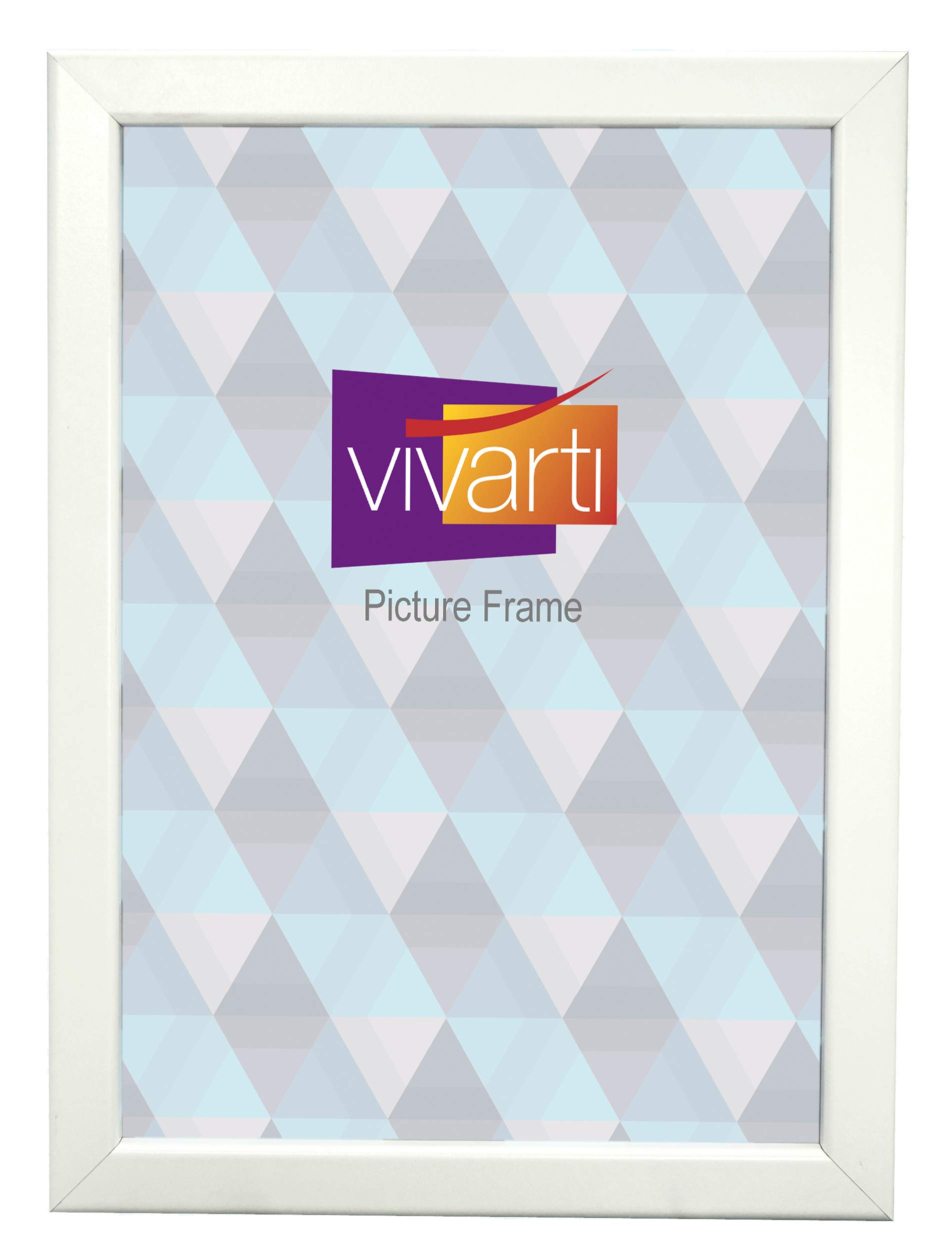 Vivarti Thin Matt White Box Picture Photo Frame (9 x 7 Inches) Portrait or Landscape Photo Frame with Clear Styrene Sheet & Wall Mounted Hook for Pictures, Posters, Certificate Frame