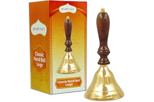 Shubhkart Wooden brass Classic Bell- for Wedding Events Decoration, Food Line, Alarm, Jingles, Ringing, Service Bell (Medium)