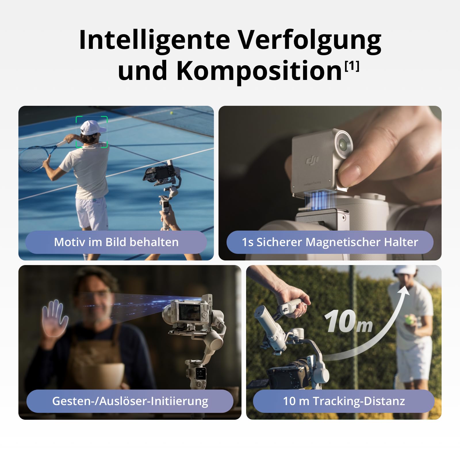 DJI RS 4 Mini, Gimbal-Stabilisator für Kamera Canon/Sony/Panasonic/Nikon/Fujifilm, Auto-Achsenverriegelungen, 2 kg/4,4 lbs Traglast, Intelligente Verfolgung, Kamera-Gimbal, Native vertikale Aufnahmen 3