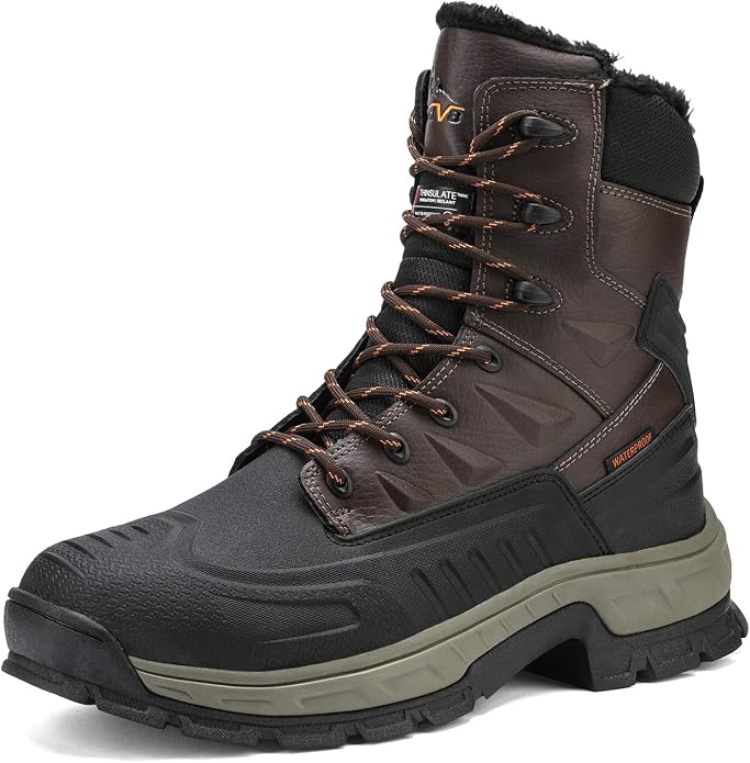 Men's Insulated Waterproof Snow Boots - Winter Hiking & Work Boots With 200g Thinsulate, Slip-Resistant