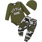 YALLET Baby Boy Clothes Newborn Infant Boy Outfits 3PCS Letter Print/Solid Color Rompe Pants Hat Fall Winter Clothing 0-18M