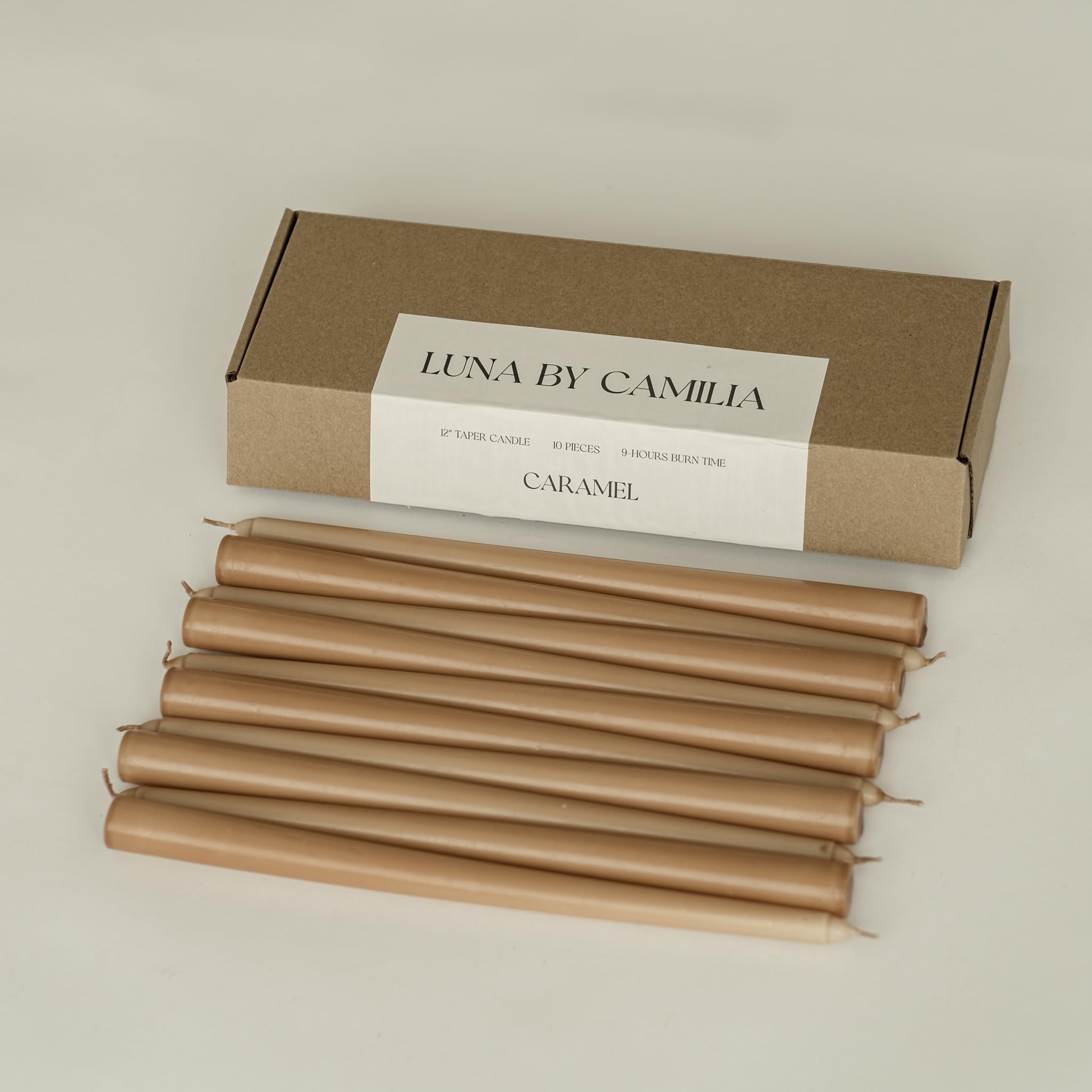 Photo 1 of 10 Pieces Luna By Camilia 12 Inch Taper Candles, Wedding & Events Taper Candles… (Caramel)
