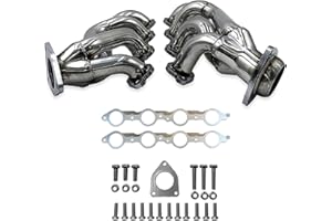 CERTIFIED AUTOMOTIVE EXPERTS Replacement Header for LS V8 Engines – With MLS Gaskets and Right Side Beveled Flange – 304 Stainless Steel