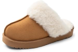 DREAM PAIRS Kids Slippers Girls Boys House Fuzzy Indoor Outdoor Warm Slip on Slipper for Little Kid Big Kid