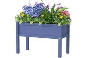 BIVODA Small HDPE Raised Garden Bed, Elevated Planter Box with Legs, Outdoor All-Weather Planter Raised Beds for Seeds, Herb, Flower, Vegetable (Navy Blue)