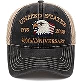KKilicy America 250th Anniversary USA Hat Adjustable Embroidered 250th Anniversary Patriotic Retro Washed Hat Baseball Caps