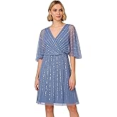 Adrianna Papell Womens Beaded Short Dress