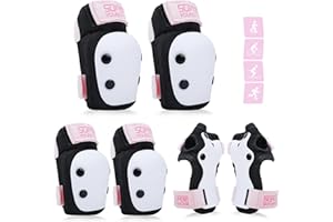 YOOXARMOR Adjustable Kids Knee Pads Elbow Pads Wrist Guards Set for 3-8 Years Child Protective Gear Set for Roller Skates,BMX,Bike,Cycling, Skateboard, Inline Skating, Scooter Riding Sports,Football