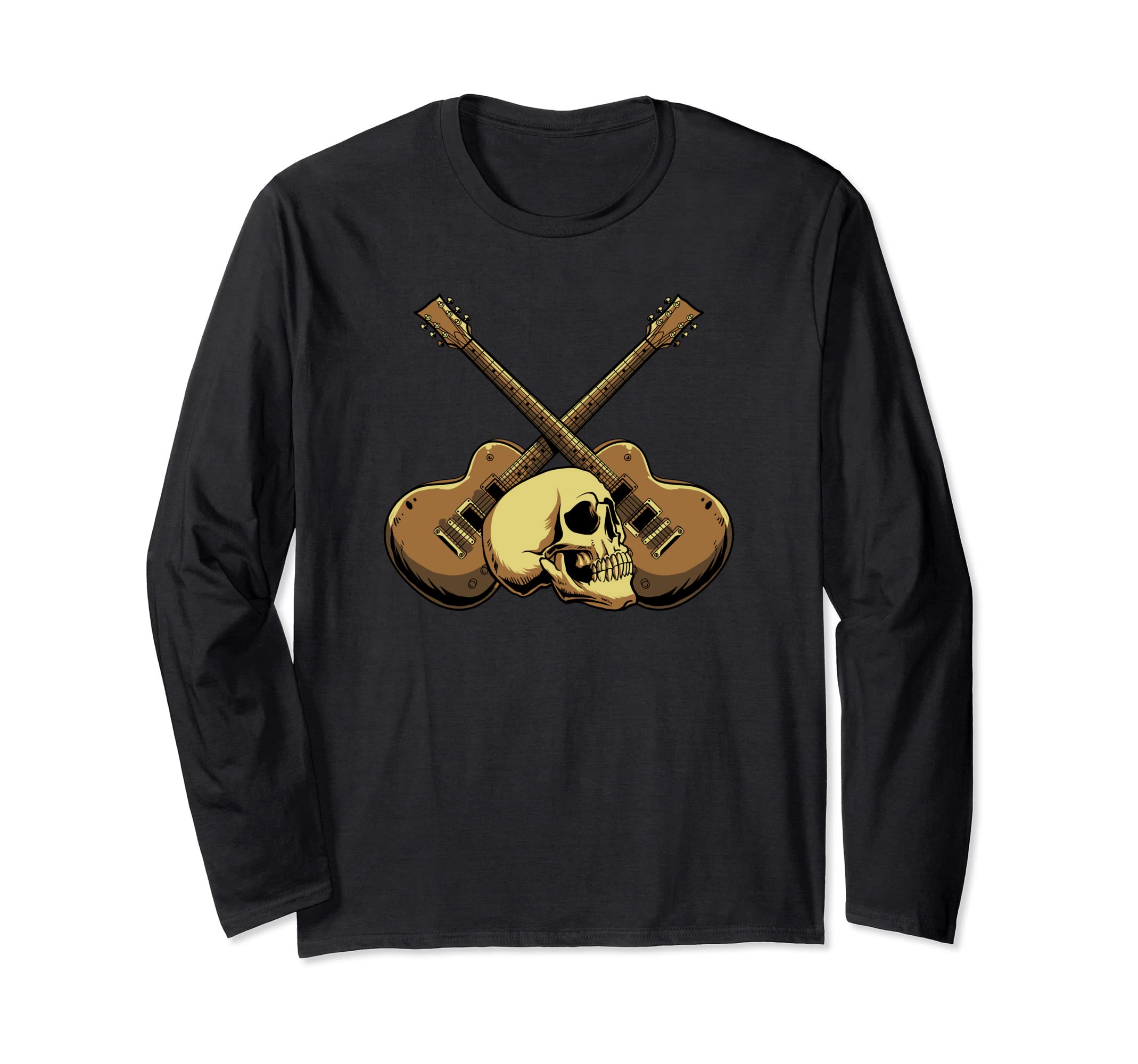 Electric Guitar Musician - E-Guitar Skull Rock Guitarist Long Sleeve T-Shirt