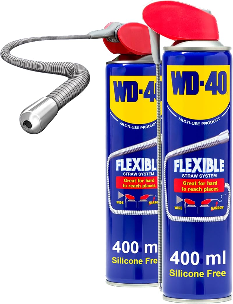 WD-40 Multi Use Lubricant Spray 400ml Twin Pack with Flexible Straws