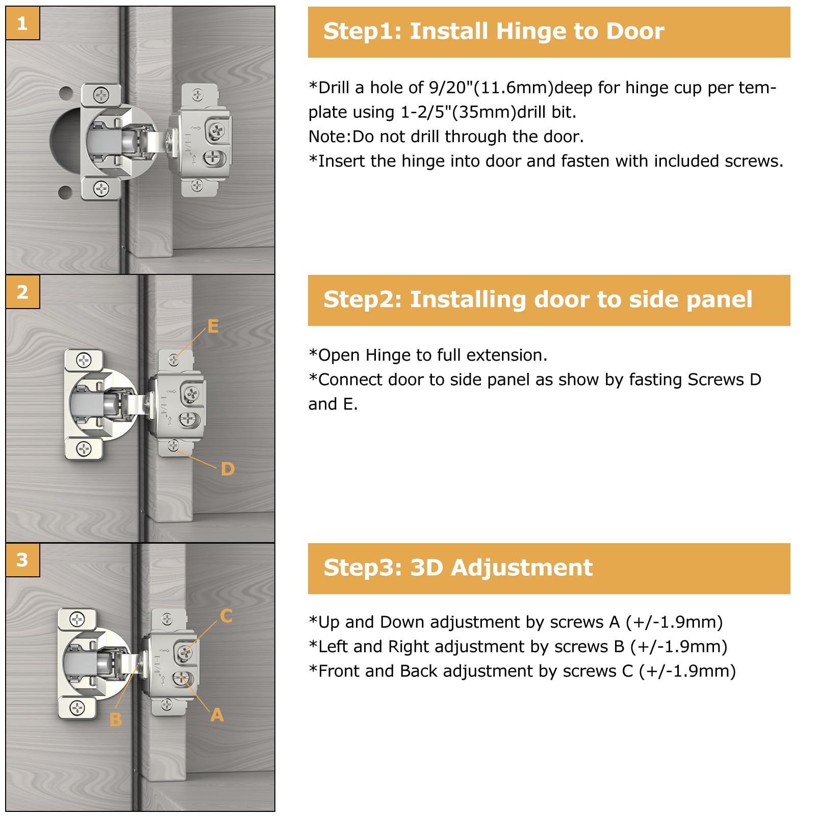 Furniware 10 Pieces 1-1/4 in Overlay Soft Close