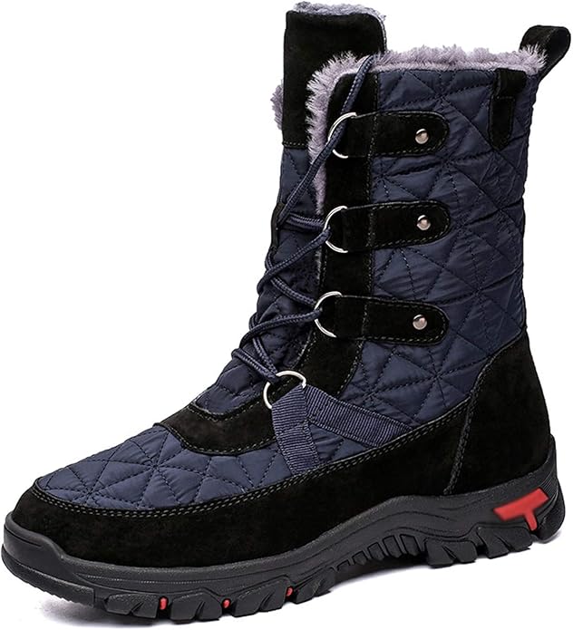 ZHNSHM Winterstiefel Herren - Fellgefütterte Schneestiefel Wasserdicht & Rutschfest