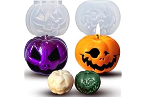 ZQYSING (2Pack) Halloween Pumpkin Candle Molds, 3D Pumpkin Silicone Mold for Epoxy Resin, Handmade Soap, Wax Candle, Casting Art Crafts Decor