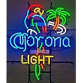 Neon Signs Beer Bar Club Bedroom Corona Light Parrot Palm Tree Sign Glass Neon Signs for Office Hotel Pub Cafe Wedding Birthday Party Man Cave Neon Light Art Wall Lights 24 X 20 - Inches