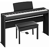 Yamaha P-225BLB Deluxe Digital Piano Bundle, Includes 88-Key Digital Piano with Weighted Keys, Stand, Standard Piano Bench, Music Rest, Sustain Foot Switch, and Built-In Speakers, Black